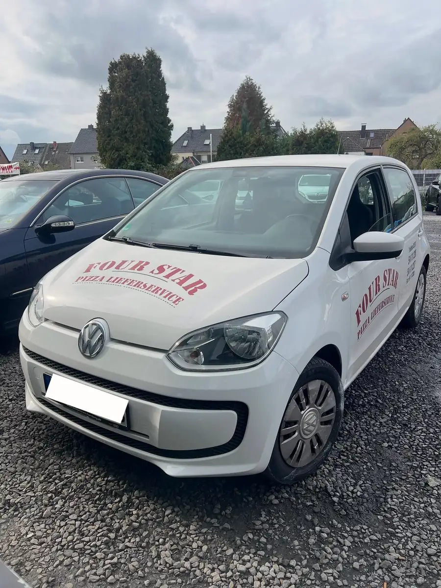 Derselbe VW up repariert, Beschriftung erhalten